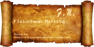 Fleischman Melitta névjegykártya